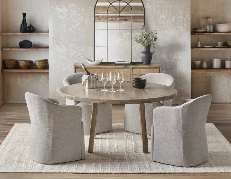 THESSALIA - distressed solid mango wood dining table 150 cm - Natural