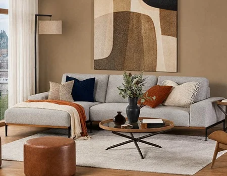 PRESTON - modern left-facing sectional sofa - Grey