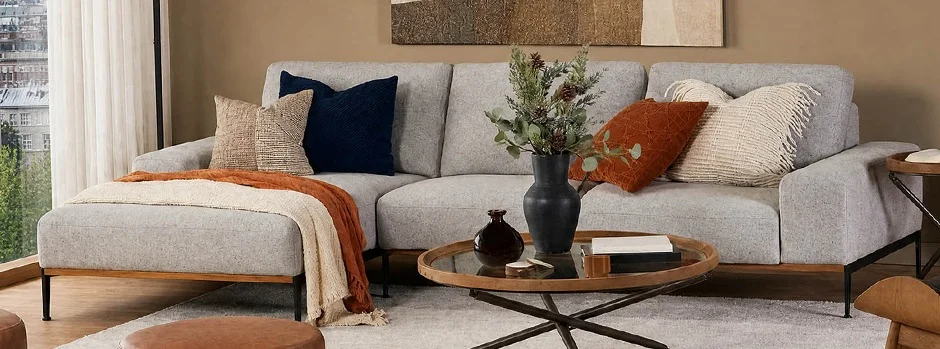 PRESTON - modern left-facing sectional sofa - Grey
